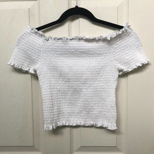 Smocked White Crop Top